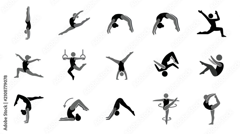 Fototapeta premium Yoga poses in various positions.