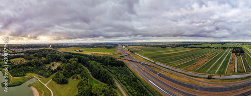 A4 Motorway and Vlietland Recreation Area Aerial Panorama