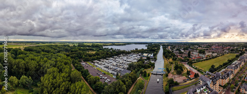 Panoramic Drone View of Vlietland Lakes and Green Dutch Landscape