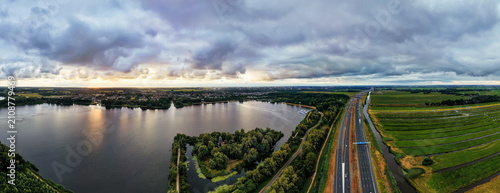 Storm Clouds Over Vlietland Marina and Lakes Aerial Panorama