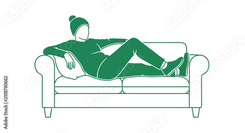 Quadro su tela Woman relaxing on a couch.