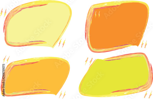 yellow orange colorful quote speech bubbles creative hand drawn pencil outline