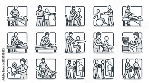 Fotografía People in various medical treatment positions.