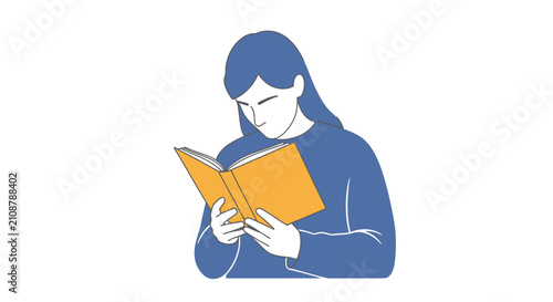 Obraz na plátně Woman Reading a Book Indoors.