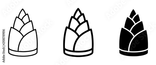 Bild auf Leinwand Bamboo Shoot Icons, Vector Graphics, Simple Line Art and Silhouette Styles