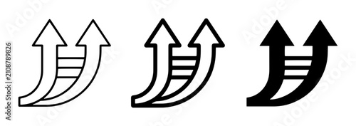 Fotografija Growth Arrows, Upward Trend Icons, Business Success Symbols, Vector Set