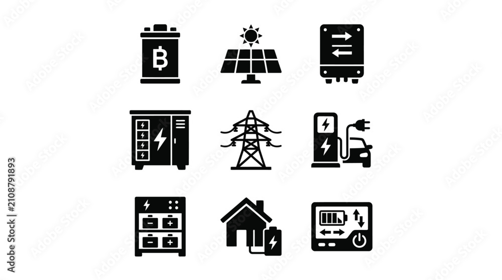 Obraz premium Electricity power energy icons set.
