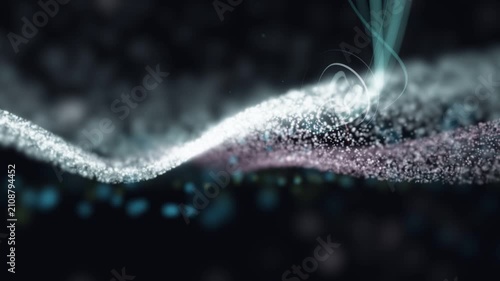 3D Render A captivating 3D render video showcasing an ethereal cosmic wave with shimmering particles that glow softly
