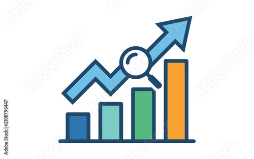 Financial Growth Chart with Magnifying Glass