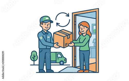 Package Delivery and Return Service Illustration