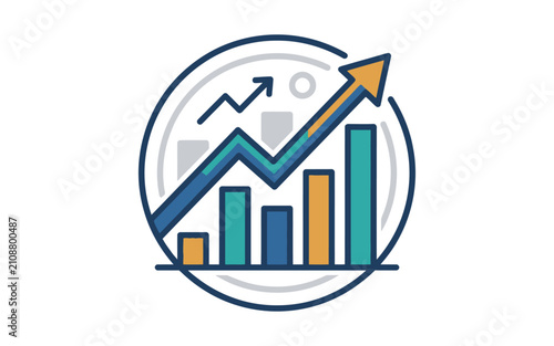 Business Growth Chart Icon Illustrating Success and Data Analysis