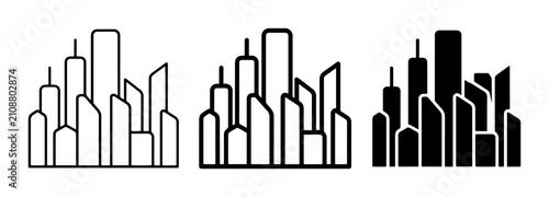 Bild auf Leinwand Modern Cityscape Icons, Urban Skyline Collection, Downtown Buildings Graphics