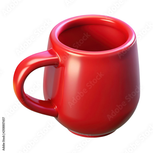 3D render red ceramic mug graphic