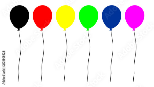 Quadro su tela Colorful Balloons Floating in the Sky Celebration.