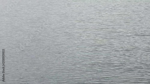 静かな光の中で細かく波打つダークトーンの落ち着いた水面のクローズアップ動画素材	
