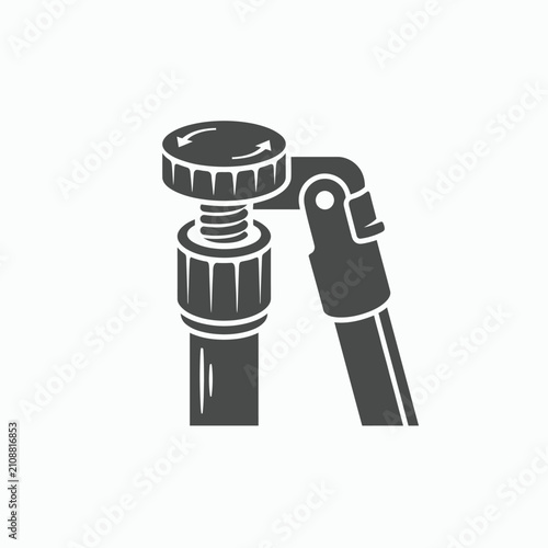 Illustration of a tripod stand leg adjustment screw mechanism for photography equipment.