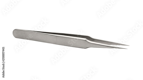 Precision watchmaker tweezers for horology, electronics, jewelry repair and fine craftsmanship. Isolated on White background.