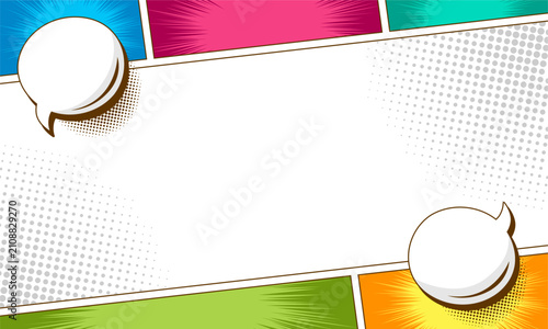 Blank comic cartoon thumbnail background with blank speech bubble