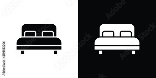 Foto Double bed icon in black, best for Web Design