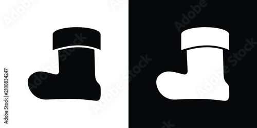 Obraz na płótnie Santa claus boot icon in black, best for Web Design