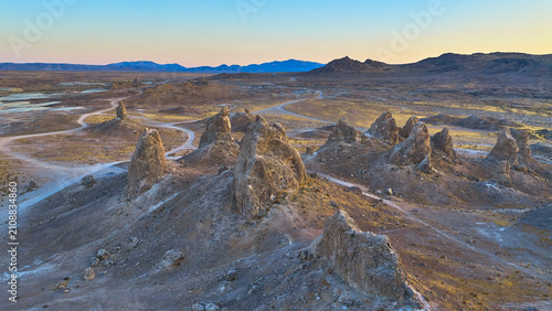 Obraz na płótnie Aerial Trona Pinnacles Tufa Formations and Desert Landscape California
