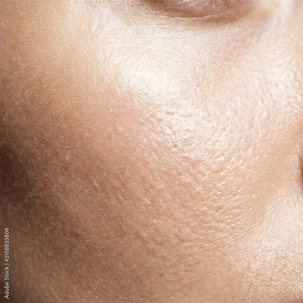 Fototapeta premium Macro photograph of human cheek skin texture with visible pores