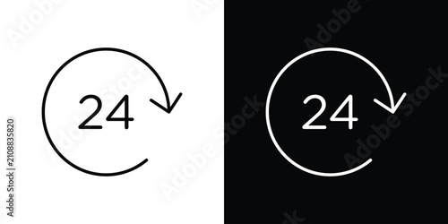 Slika na platnu 24 Hrs icon minimal symbol collection
