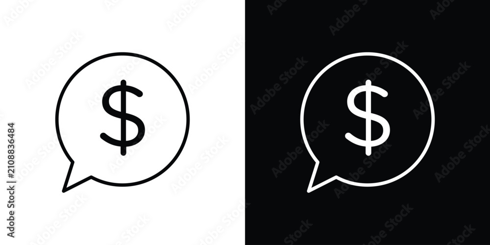 Fototapeta premium Comment dollar icon minimal symbol collection
