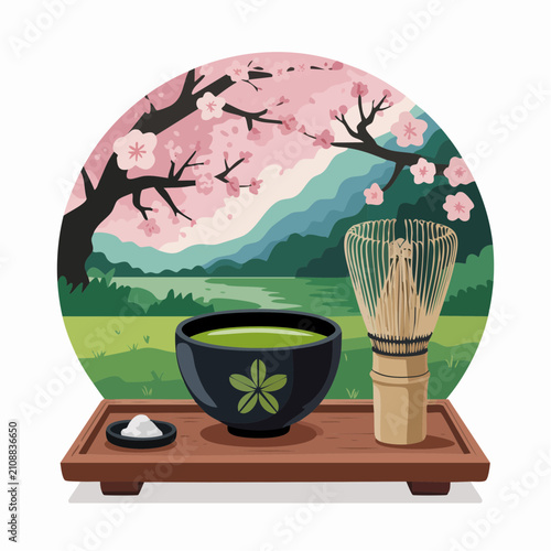 Traditional Japanese matcha tea ceremony set
