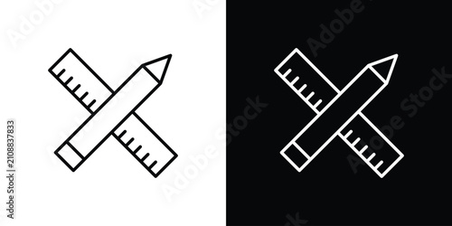 Schilderij op canvas Pencil and ruler icon minimal symbol collection