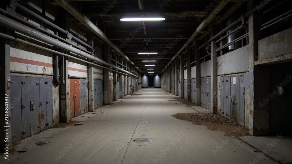 Obraz premium Empty Industrial Corridor