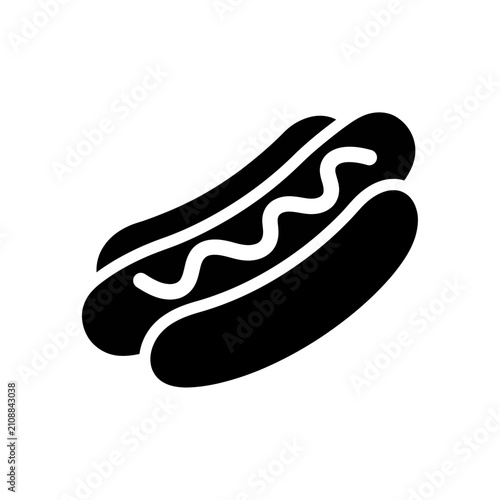 Quadro su tela Hot Dog Sausage with Mustard on a Bun.