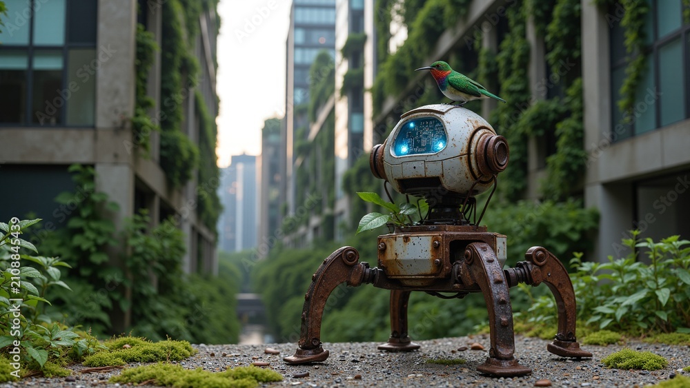 Obraz premium Lonely Robot in Urban Jungle