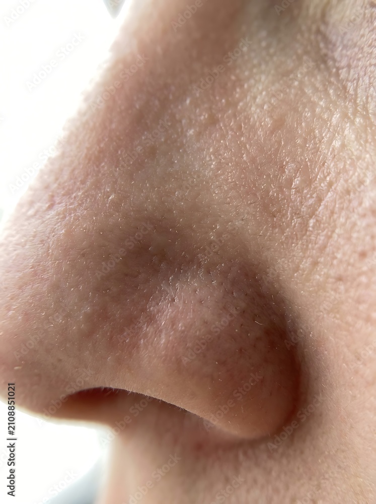 Fototapeta premium Macro photograph of human nose pores and skin texture