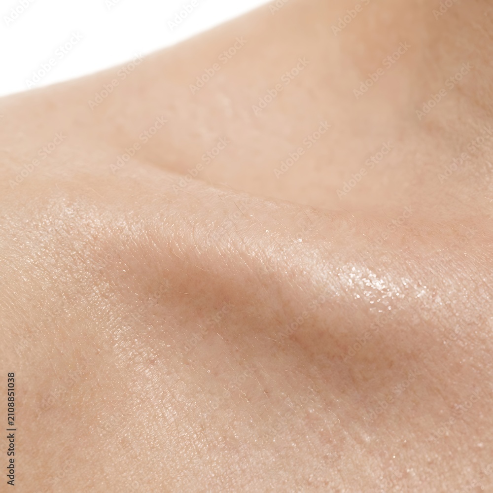 Fototapeta premium Macro photograph of human neck skin with moisture and hydration