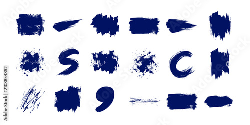 Dark Blue Grungy Collection. Brush Collection. Ink Collection.