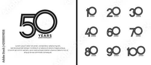 anniversary vector logo set, black color can be use for celebration
