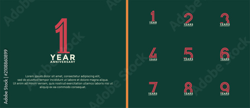 anniversary vector logo set, orange, pink and white color can be use for celebration