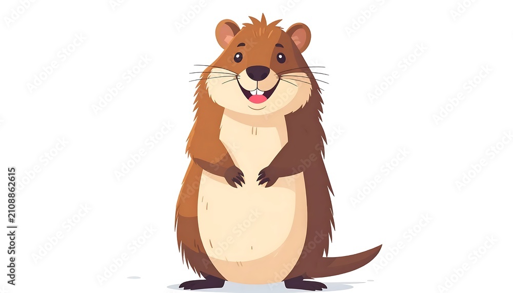 Fototapeta premium Cute cartoon fox sitting on hind legs.