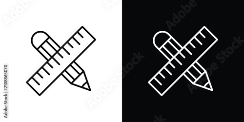 Schilderij op canvas Pencil and ruler icon collection for website