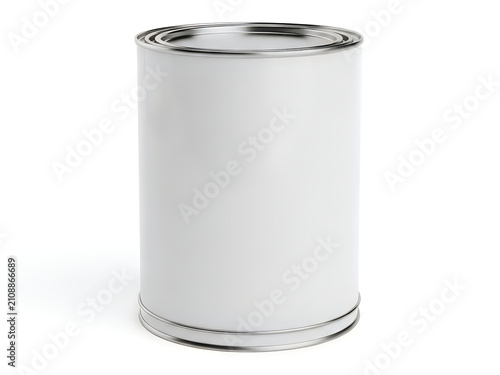 Blank metal paint can mockup isolated on white background