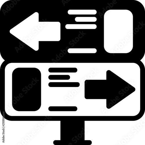 direction sign, glyph black style illustration