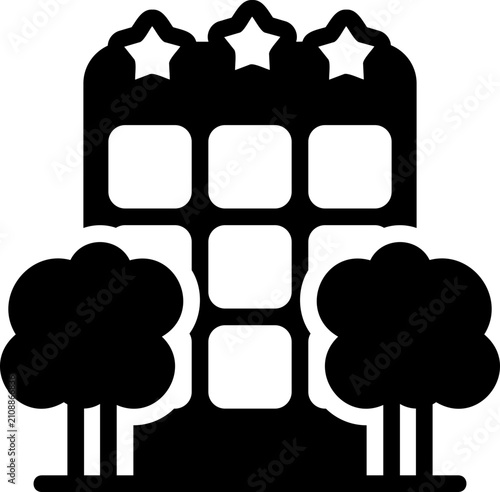 hotel, glyph black style illustration