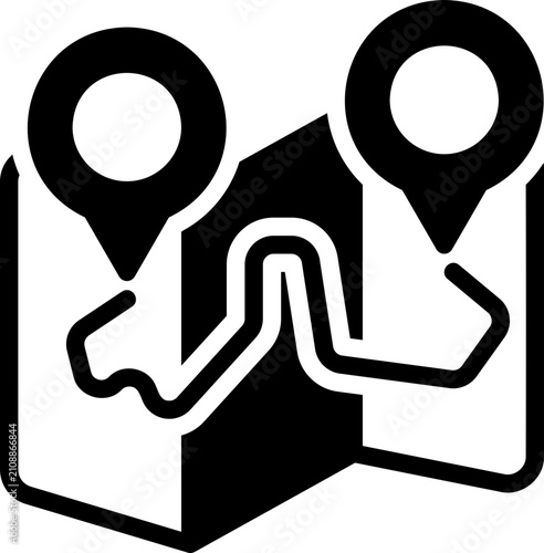 map, glyph black style illustration