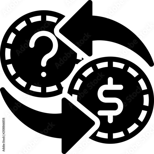 money changer, glyph black style illustration