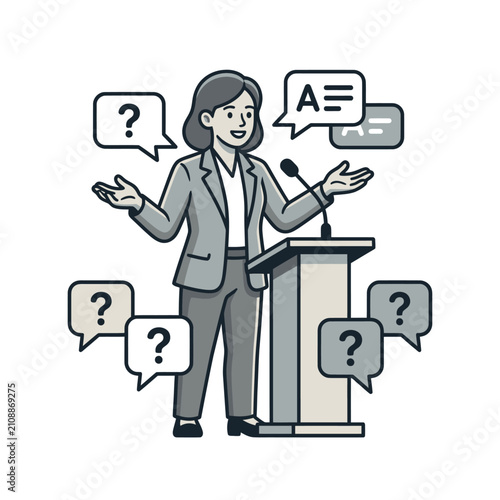Photography Businesswoman Speaking at a Podium.