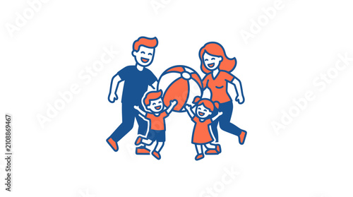 Konstfotografi Family Holding Lifebuoy Together Safely.