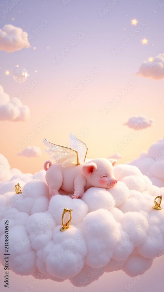 Obraz premium Sleeping Angel Piglet