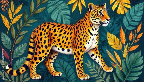 Hand-drawn abstract jungle, leopard collage Natural colors, seamless , modern, contemporary