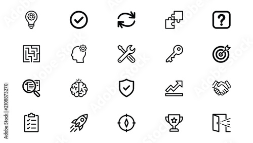 Cuadro en lienzo Set of Minimalist Line Icons Featuring Concepts Related to Innovation Problem So